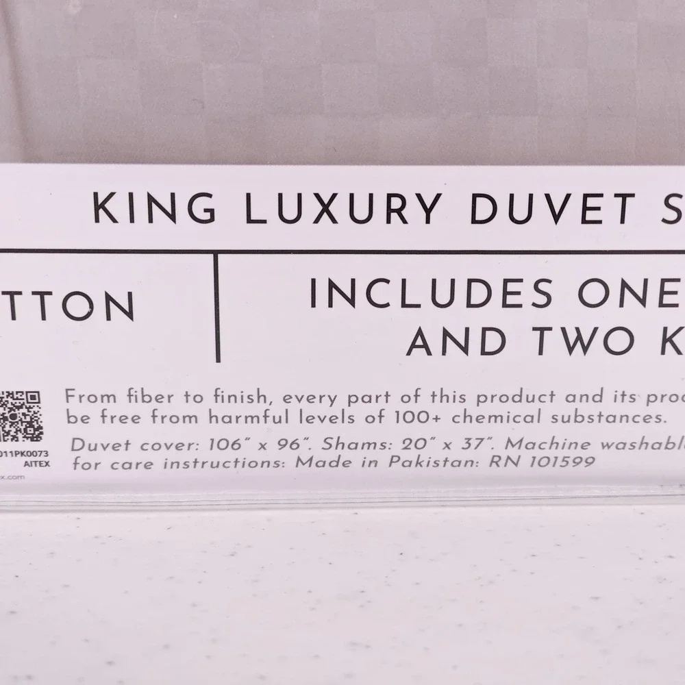 The Hotel Collection King Duvet Cover Set White Block Check New York Luxury